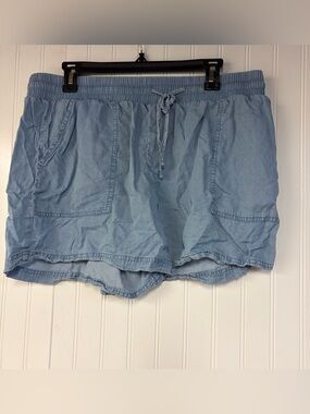 Calligraphie Light Blue Women's Drawstring Chambray Shorts Large
